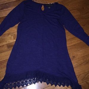 Long blue dressy/casual blouse